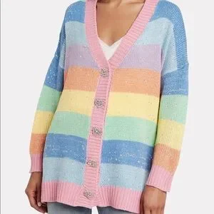 Olivia Rubin Sweaters Olivia Rubin Mika Cardigan Sweater Rainbow Knit Xs S M Color Pink Size Xs Laurab250 s Closet